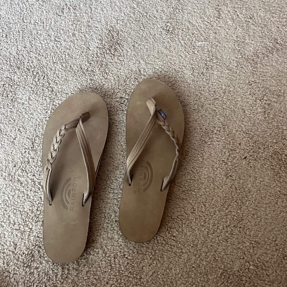 Rainbow flip flops